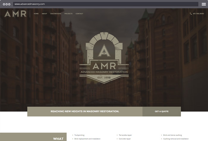 image of AMR website mockup by Tom Egan