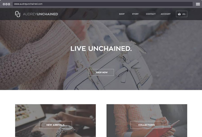 image of Audrey Unchained website mockup by Tom Egan